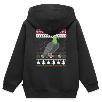Colombe de Noël laide - Sweat Premium à capuche zippé enfant bio - noir - Dos - AI Model Kid Male (0cm)