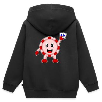 Poker Poker Jetons Cartes de poker - Sweat Premium à capuche zippé enfant bio - noir - Dos - AI Model Kid Male (0cm)