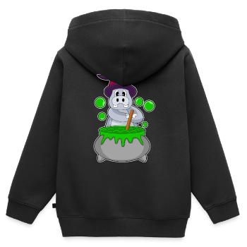 Nilpferd Hexe Zaubertrank - Kinder Premium Organic Zip Hoodie - Schwarz - Hinten - AI Model Kid Male (0cm)