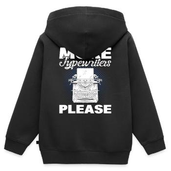 Plus de machines à écrire S’il vous plaît Machine à écrire Auteur - Sweat Premium à capuche zippé enfant bio - noir - Dos - AI Model Kid Male (0cm)