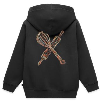 Nudelholz und Handmixer Zeichnung - Kinder Premium Organic Zip Hoodie - Schwarz - Hinten - AI Model Kid Male (0cm)