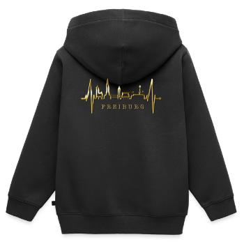 Freiburg im Breisgau Skyline Herzschlag Freiburger - Kinder Premium Organic Zip Hoodie - Schwarz - Hinten - AI Model Kid Male (0cm)