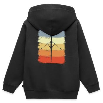 Dessin de bateau à rames - Sweat Premium à capuche zippé enfant bio - noir - Dos - AI Model Kid Male (0cm)