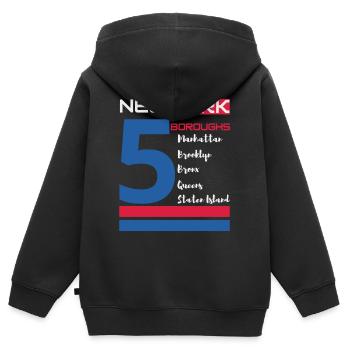 New York City Five Boroughs J'aime New York Bronx - Sweat Premium à capuche zippé enfant bio - noir - Dos - AI Model Kid Male (0cm)