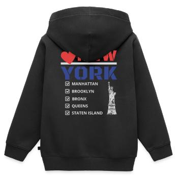 New York City Five Boroughs J'aime New York Bronx - Sweat Premium à capuche zippé enfant bio - noir - Dos - AI Model Kid Male (0cm)