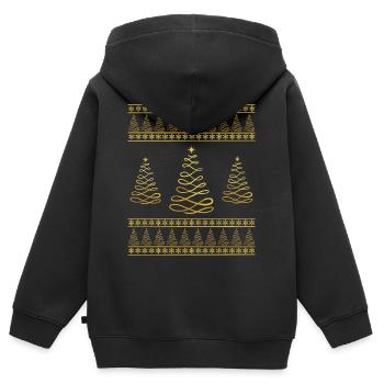 Weihnachtsbaum Schneeflocke Weihnachtsstimmung - Kinder Premium Organic Zip Hoodie - Schwarz - Hinten - AI Model Kid Male (0cm)