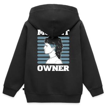 Mullet Propriétaire Coiffure Mullet Pride - Sweat Premium à capuche zippé enfant bio - noir - Dos - AI Model Kid Male (0cm)