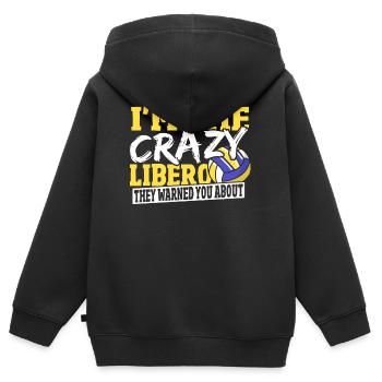 I'm The Crazy Libero They Warned You About - Kinder Premium Organic Zip Hoodie - Schwarz - Hinten - AI Model Kid Male (0cm)