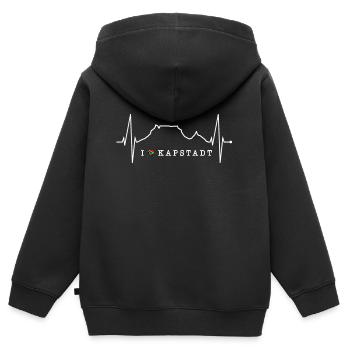 Kapstadt Skyline Herzschlag Südafrika Tafelberg - Kinder Premium Organic Zip Hoodie - Schwarz - Hinten - AI Model Kid Male (0cm)
