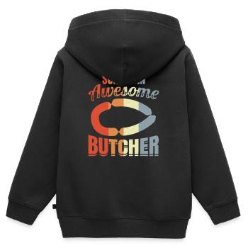 Metzger Sohn - Kinder Premium Organic Zip Hoodie - Schwarz - Hinten - AI Model Kid Male (0cm)