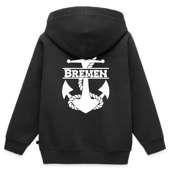 Moin Bremen Moin bin neu hier Geburt Baby Anker - Kinder Premium Organic Zip Hoodie - Schwarz - Hinten - AI Model Kid Male (0cm)