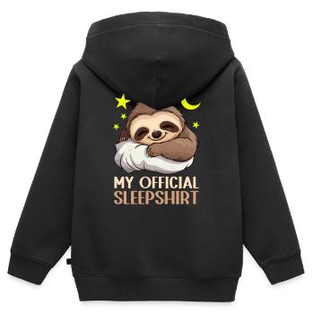 Mode veille : paresseux câlin avec oreiller - Sweat Premium à capuche zippé enfant bio - noir - Dos - AI Model Kid Male (0cm)