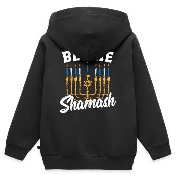 Fête des Lumières Huit Nuits et Jours Menorah - Sweat Premium à capuche zippé enfant bio - noir - Dos - AI Model Kid Male (0cm)