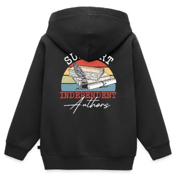 Bibliophiler Autor Blogger Journalistisches - Kinder Premium Organic Zip Hoodie - Schwarz - Hinten - AI Model Kid Male (0cm)