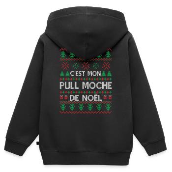 C'est Mon Pull Moche De Noël - Sweat Premium à capuche zippé enfant bio - noir - Dos - AI Model Kid Male (0cm)