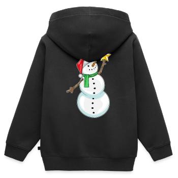 Schneemann Weihnachten Weihnachtsstern - Kinder Premium Organic Zip Hoodie - Schwarz - Hinten - AI Model Kid Male (0cm)