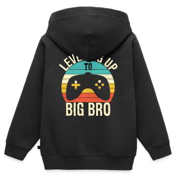 Aufleveln zum Big Bro - Kinder Premium Organic Zip Hoodie - Schwarz - Hinten - AI Model Kid Male (0cm)