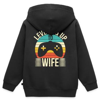 Ehefrau Gamer steigt zur Ehefrau auf - Kinder Premium Organic Zip Hoodie - Schwarz - Hinten - AI Model Kid Male (0cm)