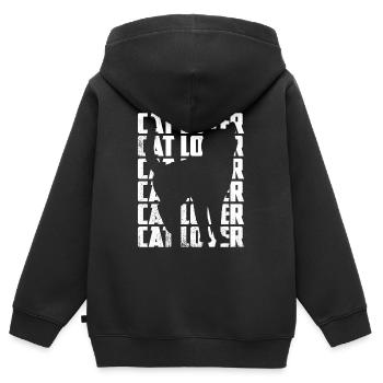 Katzenliebhaber - Kinder Premium Organic Zip Hoodie - Schwarz - Hinten - AI Model Kid Male (0cm)