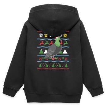 Colombe de Noël laide - Sweat Premium à capuche zippé enfant bio - noir - Dos - AI Model Kid Male (0cm)
