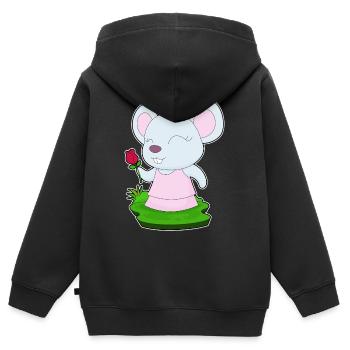 Mouse Rose - Sweat Premium à capuche zippé enfant bio - noir - Dos - AI Model Kid Male (0cm)