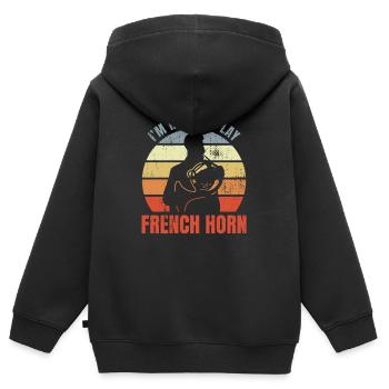 Lustiger Waldhornist Witz - Kinder Premium Organic Zip Hoodie - Schwarz - Hinten - AI Model Kid Male (0cm)