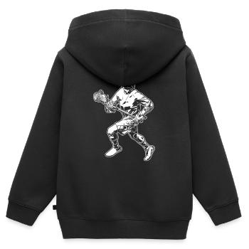 Lacrosse Spieler - Kinder Premium Organic Zip Hoodie - Schwarz - Hinten - AI Model Kid Male (0cm)