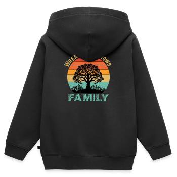 Family vintage - Kids Premium Organic Zip-up Hoodie - black - Back - AI Model Kid Male (0cm)
