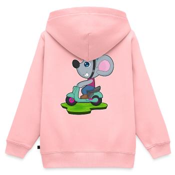 Maus Motorroller - Kinder Premium Organic Zip Hoodie - Rosa - Hinten - AI Model Kid Female (0cm)