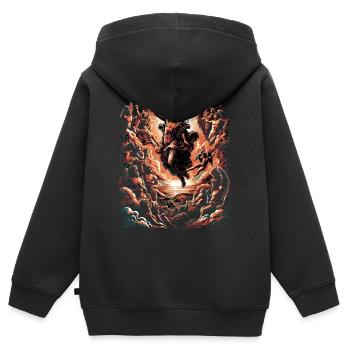 Aube Divine - Panthéon des Mythes » - Sweat Premium à capuche zippé enfant bio - noir - Dos - AI Model Kid Male (0cm)