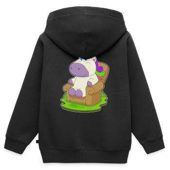 Einhorn Sessel - Kinder Premium Organic Zip Hoodie - Schwarz - Hinten - AI Model Kid Male (0cm)