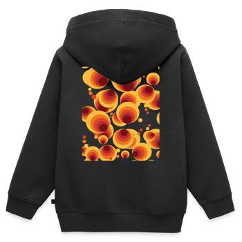Abstraktes Polka Dots Kreismuster - Kinder Premium Organic Zip Hoodie - Schwarz - Hinten - AI Model Kid Male (0cm)