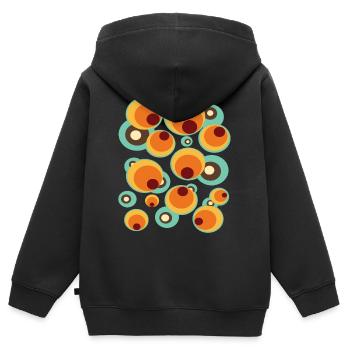 Vintage Mid Century Dot Circle Pattern - Kids Premium Organic Zip-up Hoodie - black - Back - AI Model Kid Male (0cm)