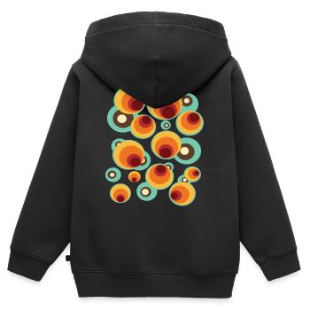 Vintage Mid Century Circle Pattern - Kids Premium Organic Zip-up Hoodie - black - Back - AI Model Kid Male (0cm)