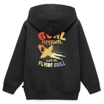 Gardien de but avec des compétences de vol - Sweat Premium à capuche zippé enfant bio - noir - Dos - AI Model Kid Male (0cm)