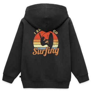 Wellenreiter Witz - Kinder Premium Organic Zip Hoodie - Schwarz - Hinten - AI Model Kid Male (0cm)