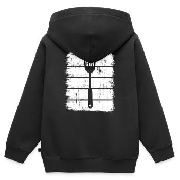 Croquis de cuillère en bois - Sweat Premium à capuche zippé enfant bio - noir - Dos - AI Model Kid Male (0cm)