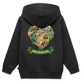 World Wildlife Day - Wildlife Lovers - Kids Premium Organic Zip-up Hoodie - black - Back - AI Model Kid Male (0cm)