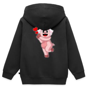 Schwein Braut Herz Hochzeit - Kinder Premium Organic Zip Hoodie - Schwarz - Hinten - AI Model Kid Male (0cm)