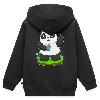Panda Saft - Kinder Premium Organic Zip Hoodie - Schwarz - Hinten - AI Model Kid Male (0cm)
