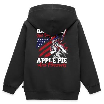 Baseball Drapeau Américain Patriotique - Sweat Premium à capuche zippé enfant bio - noir - Dos - AI Model Kid Male (0cm)