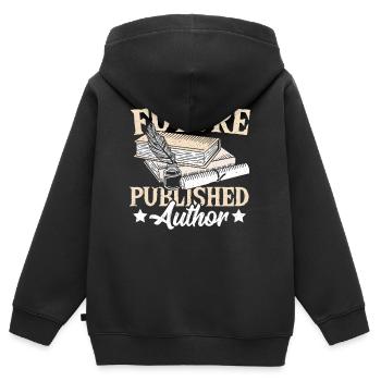 Bibliophiler Journalist Blogger Journalistisches - Kinder Premium Organic Zip Hoodie - Schwarz - Hinten - AI Model Kid Male (0cm)