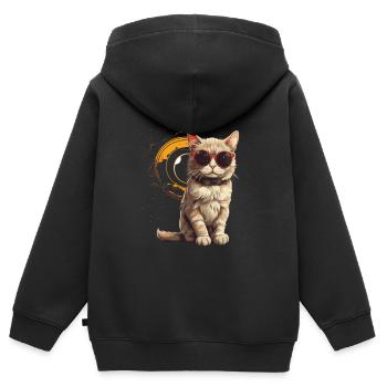 AMATEURS D’ASTRONOMIE DE L’ÉCLIPSE SOLAIRE - Sweat Premium à capuche zippé enfant bio - noir - Dos - AI Model Kid Male (0cm)