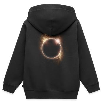 AMATEURS D’ASTRONOMIE DE L’ÉCLIPSE SOLAIRE - Sweat Premium à capuche zippé enfant bio - noir - Dos - AI Model Kid Male (0cm)