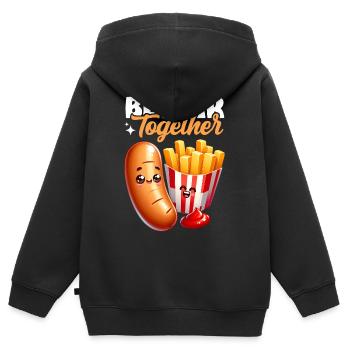 Better Together – Bratwurst Pommes Imbiss - Kinder Premium Organic Zip Hoodie - Schwarz - Hinten - AI Model Kid Male (0cm)