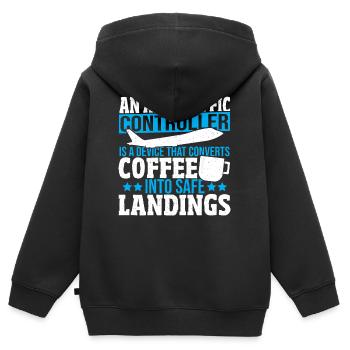 Costume de contrôleur de la circulation aérienne de piste d’aviation de piste de trafic aérien - Sweat Premium à capuche zippé enfant bio - noir - Dos - AI Model Kid Male (0cm)