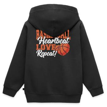 Basketball Basket Couple Basketball Heartbeat, - Kids Premium Organic Zip-up Hoodie - black - Back - AI Model Kid Male (0cm)