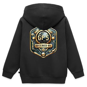 GPS Anti Vol Autocollant Carbone-Or - Sweat Premium à capuche zippé enfant bio - noir - Dos - AI Model Kid Male (0cm)