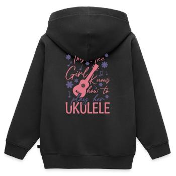 Uke Girl - Kids Premium Organic Zip-up Hoodie - black - Back - AI Model Kid Male (0cm)