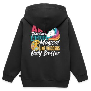 Kunstlehrer Skulptur Druckgrafik Zurück zur - Kinder Premium Organic Zip Hoodie - Schwarz - Hinten - AI Model Kid Male (0cm)